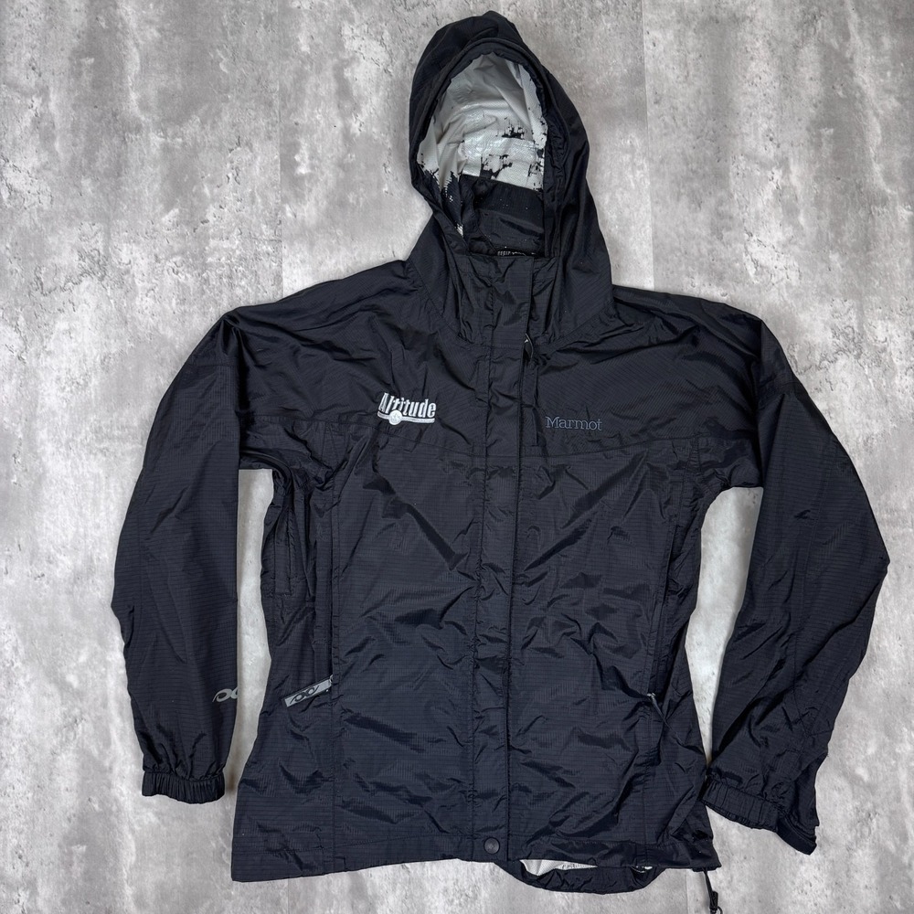 Marmot Rain Jacket Womens Medium Black Altitude Ski Outdoors Granola Full Zip